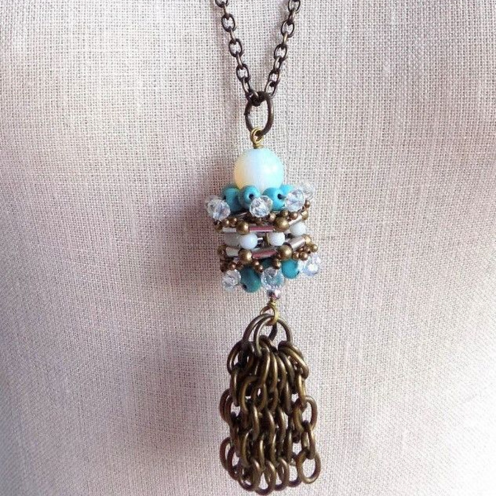Pam Hiran Tasseled Turquoise Necklace Anthroplogie